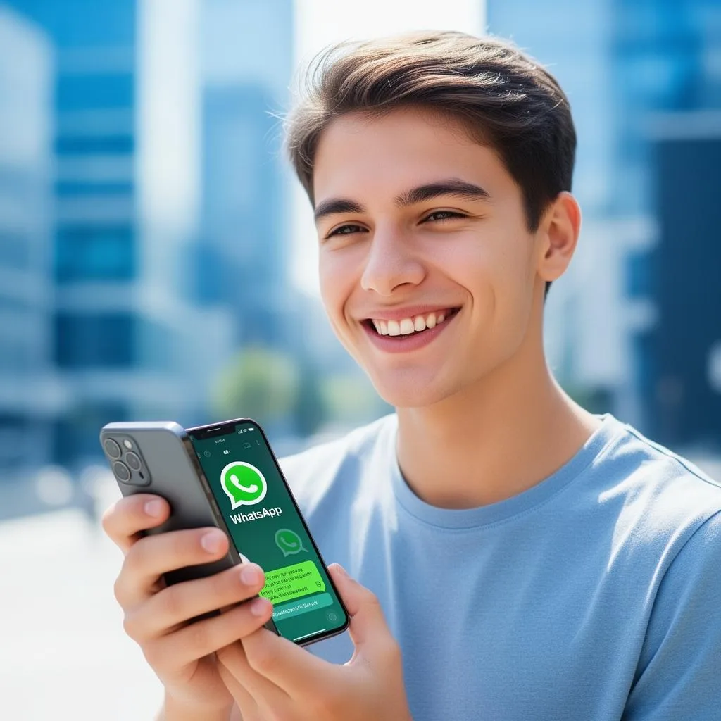 Cliente satisfeito conversando via WhatsApp